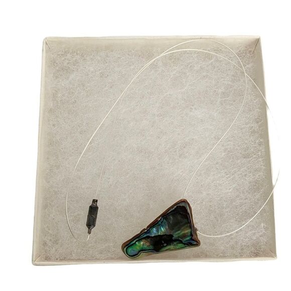 Handmade Vibrant Minimalist Abalone Shell Necklace - Picture 3 of 4